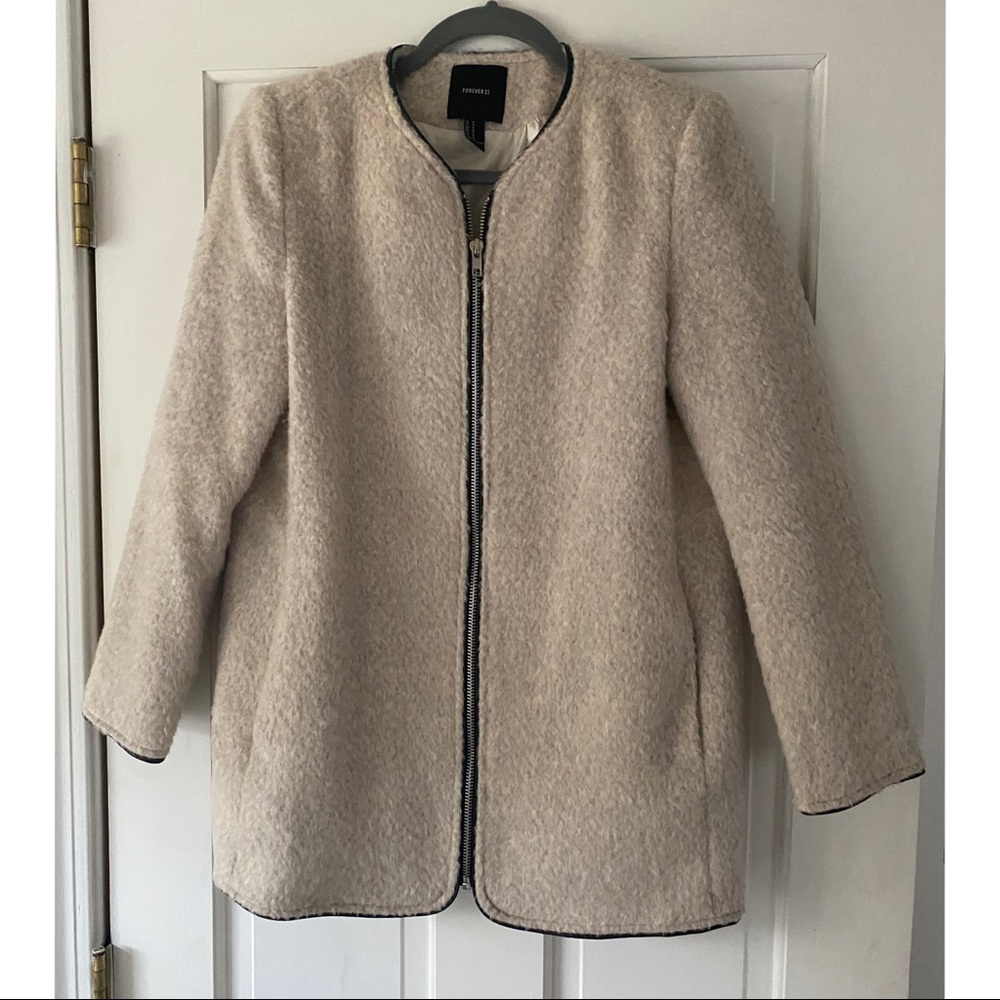Forever 21 Collarless A-Line Coat